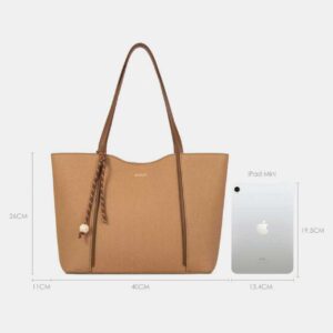 Bagco tan canvas tote bag for women with size dimensions – large office and travel shoulder bag