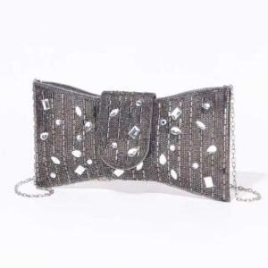 Chrisbella Premium Silver grey Envelop clutch with chain sling