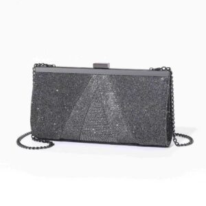 Premium Chrisbella Silver Grey Frame Clutch for party and wedding wear