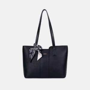 Bagco black PU leather tote bag for women with size dimensions – office shoulder bag