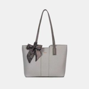 Bagco Grey PU leather tote bag for women with size dimensions – office shoulder bag