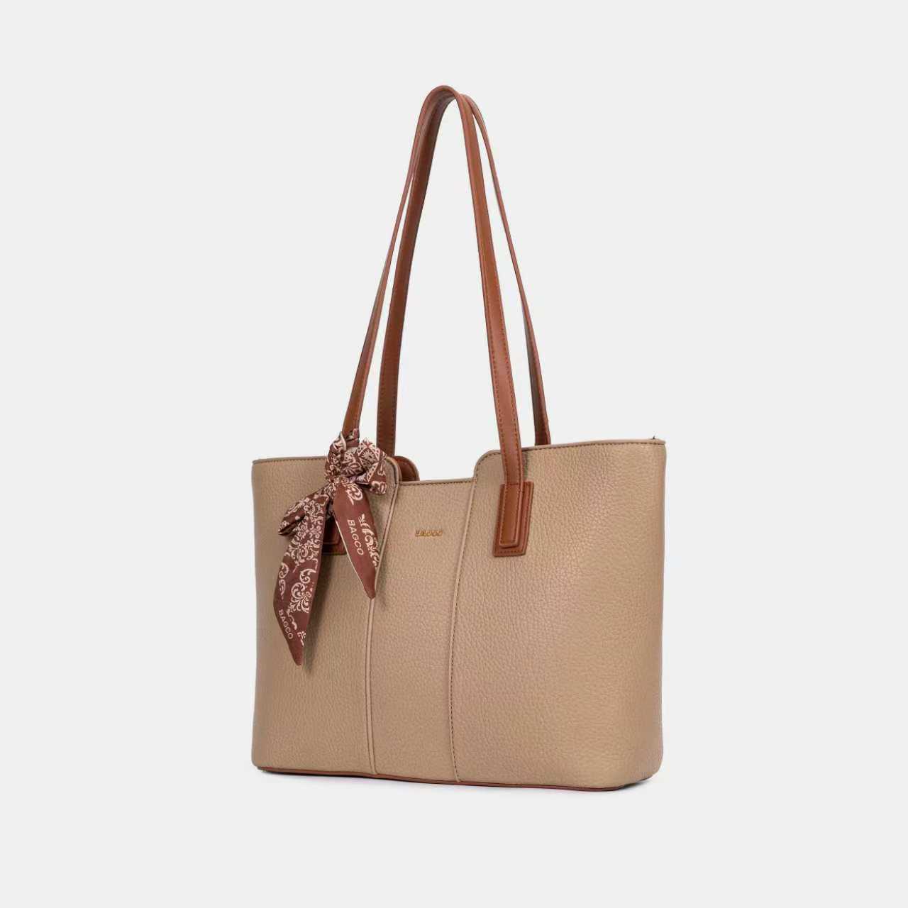Bagco Beige & Brown PU Leather Tote Bag for Women – Office & Daily Shoulder Bag (Fits iPad Mini) - Image 7