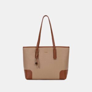 Bagco brown PU leather tote bag for women with size dimensions – office shoulder bag