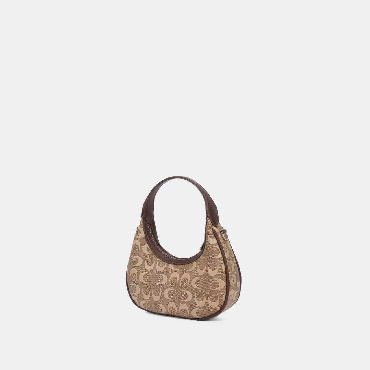 Bagco Brown Monogram Baguette Sling Bag – Designer Shoulder Bag with Detachable Long Belt - Image 3