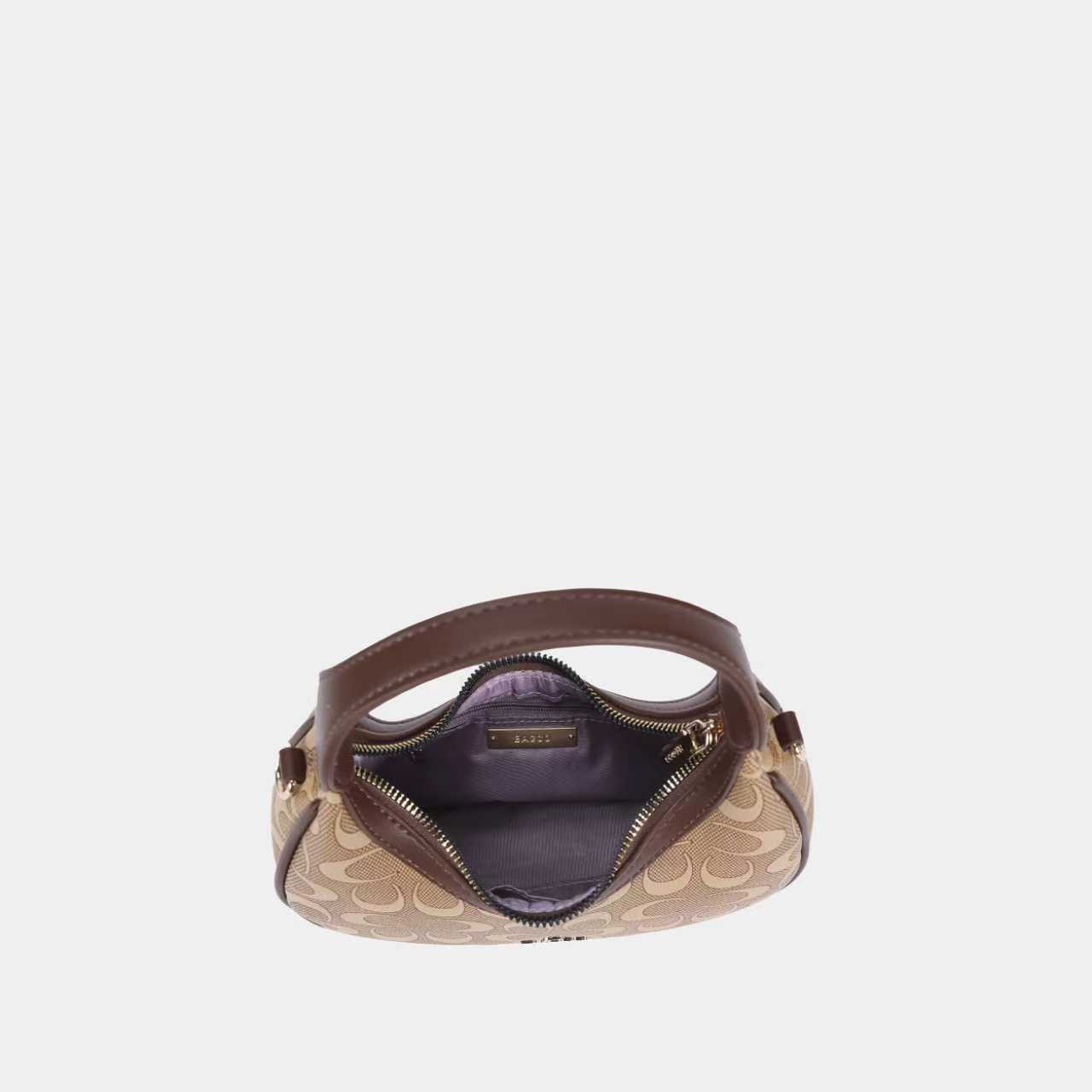 Bagco Brown Monogram Baguette Sling Bag – Designer Shoulder Bag with Detachable Long Belt - Image 4